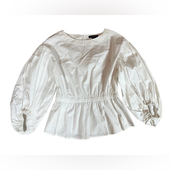 Banana Republic Crisp White Cotton Poplin Material Elastic Peplum Top Size Small - Picture 1 of 11